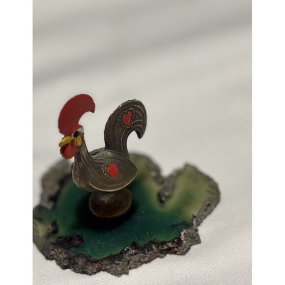 Portuguese Rooster Galos De Barcelos Good Luck Metal Figurine Kitchen Folk Art - Picture 2 of 7